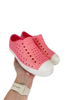 Native Shoes Kids Glitter Bubblegum Pink Slip-On Shoe with White Toe J2